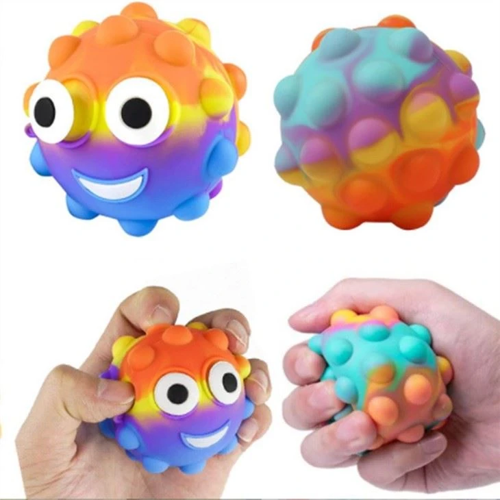 Popper Bubble Fidget Ball Toy 3D Silikonska igrača za stiskanje Žoga za lajšanje stresa